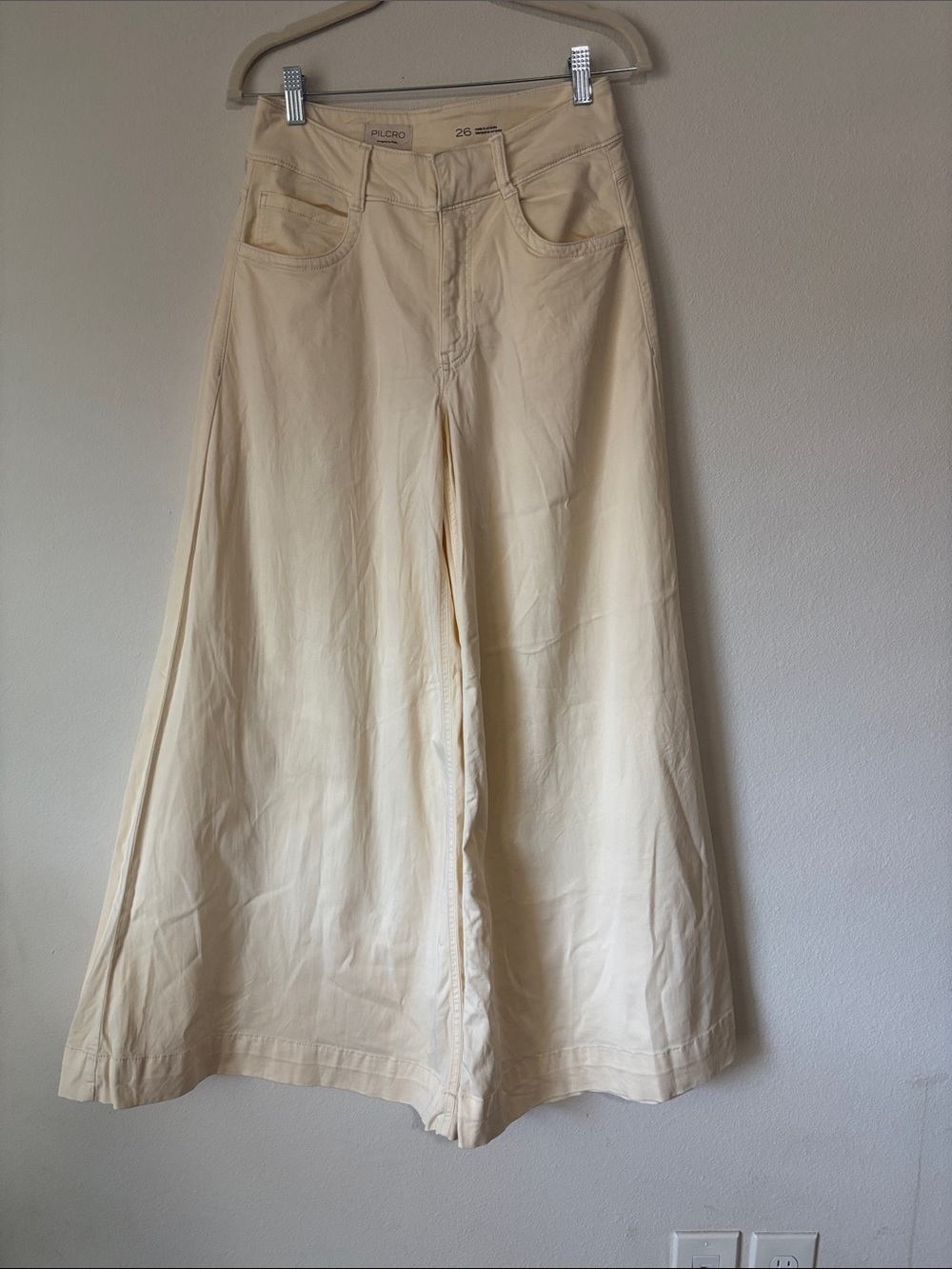 Pilcro Wide Leg Jeans in Pale Cream